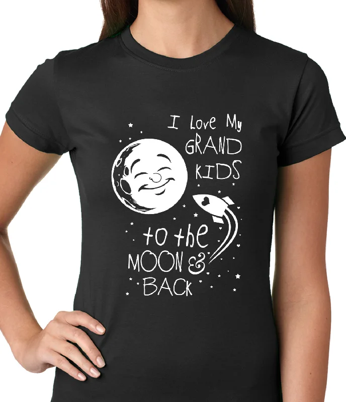I Love My GrandKids to the Moon and Back Ladies T-shirt Striped Floral Plaid