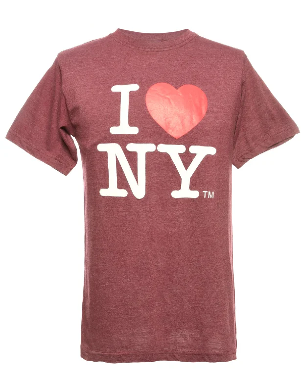 I Love New York Printed T-shirt - L Satin Blend Silk Blend Wool Blend