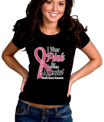 I Wear Pink For Someone Special Girl's T-Shirt Houndstooth Herringbone Solid