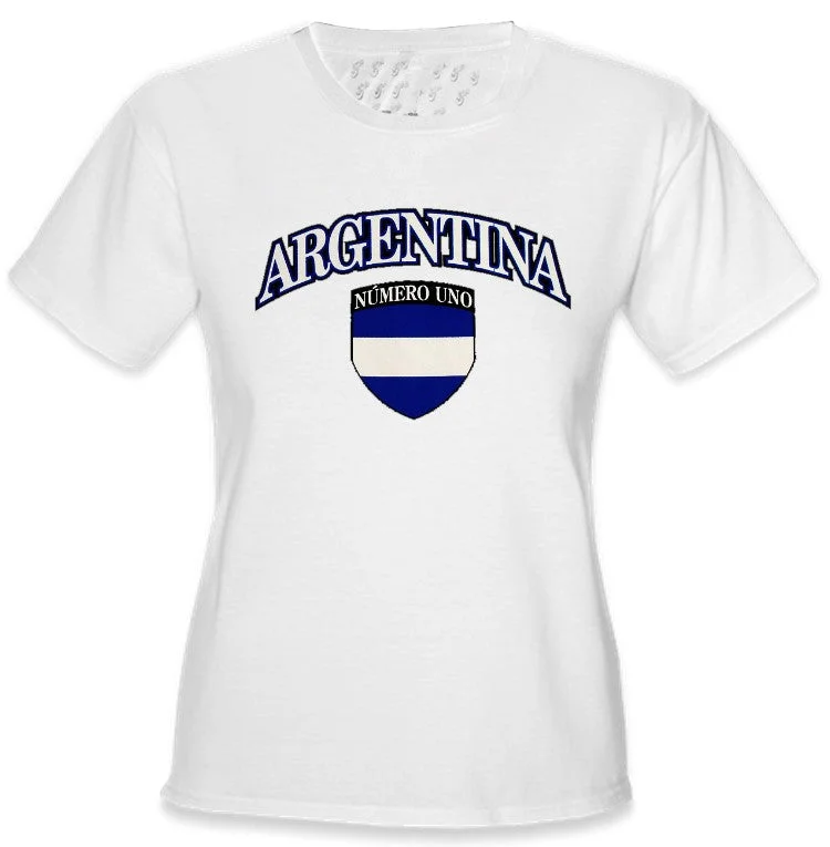 International Soccer Shirts - Argentina Crest T-Shirt (Girls) Plaid T-Shirt Polka Dot Checkered