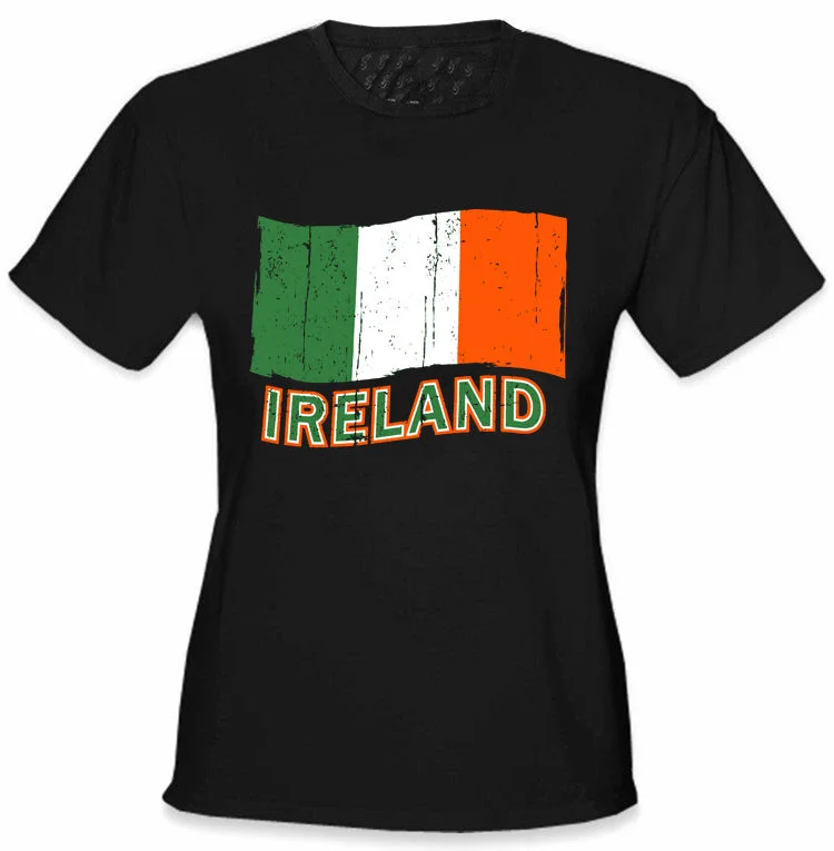 Ireland Vintage Flag Girl's T-Shirt Rayon Fabric Velvet Fabric Corduroy Fabric