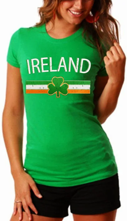 Ireland Vintage Shield International Girls T-Shirt Notch Collar Peter Pan Collar Cowl Neck Ireland Vintage Shield International Girls T-Shirt Notch Collar Peter Pan Collar Cowl Neck