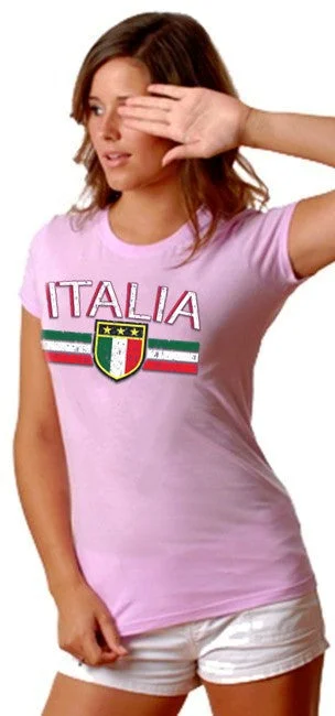 Italia Vintage Shield International Girls T-Shirt Hooded Caped Shawl Collar