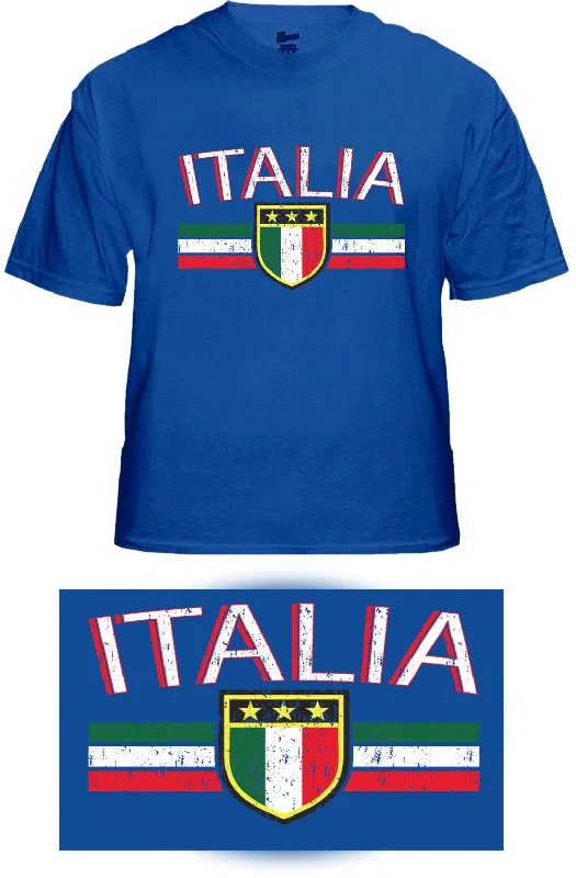Italia Vintage Shield International Mens T-Shirt Beaded Sequined Faux Fur