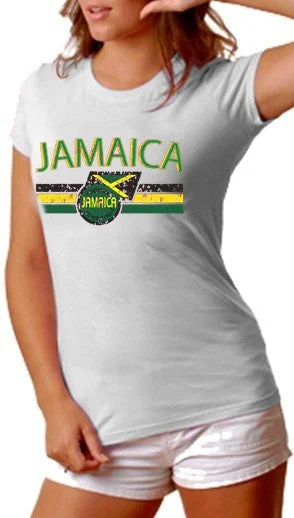 Jamaica Vintage Shield International Girls T-Shirt Hooded Caped Shawl Collar