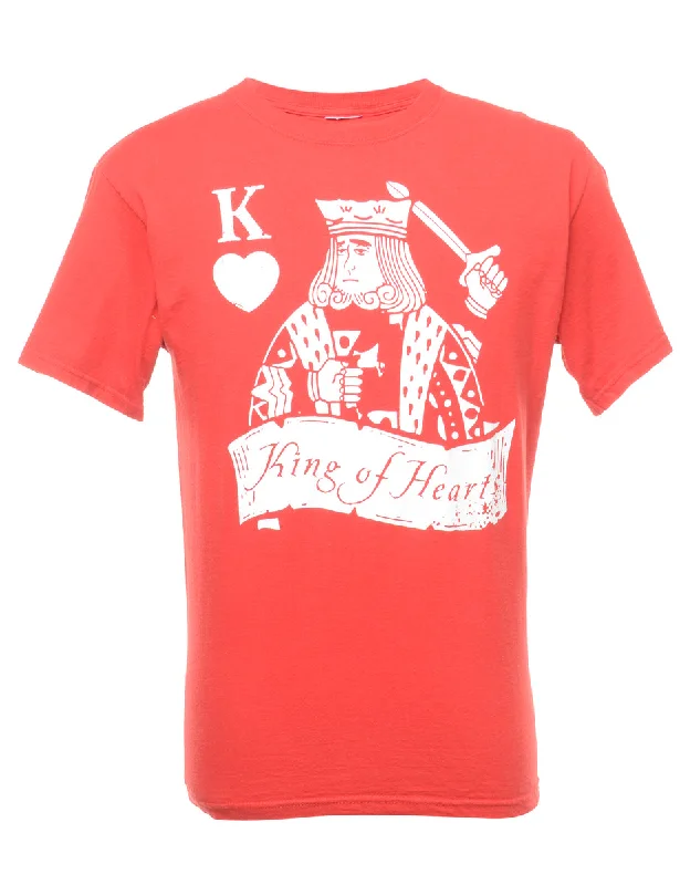 King Of Hearts Printed T-shirt - M Graphic T-Shirt Round Neck Polyester