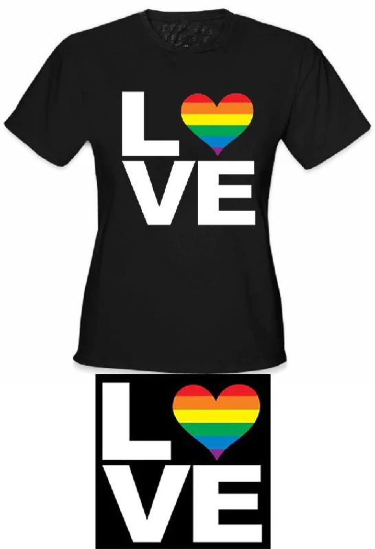 Love Rainbow Heart Girl's T-Shirt Basic T-Shirt Crew Neck Short Sleeve