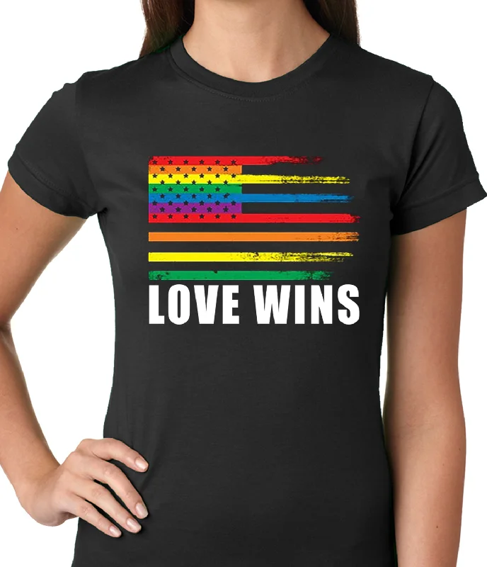 Love Wins - Gay Marriage Equality Ladies T-shirt Elegant Classic Vintage