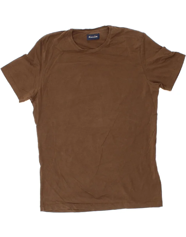 MASSIMO DUTTI Womens T-Shirt Top UK 14 Large Brown Boxy Fit Fitted Loose