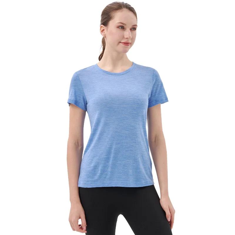 Women’s 100% Merino Wool T-Shirt Blue Bell - MT28 Front Pockets Side Pockets Patch Pockets