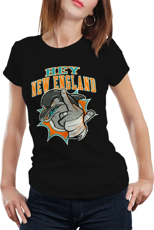 Miami Fan - Hey New England Girls T-shirt Spandex Blend Rayon Blend Denim Blend