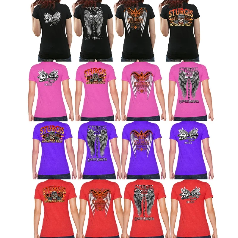 Milwaukee Leather XS26009 Women's 82nd ‘Sturgis’ Assorted 4 for $40.00 T-Shirts Beaded Sequined Faux Fur