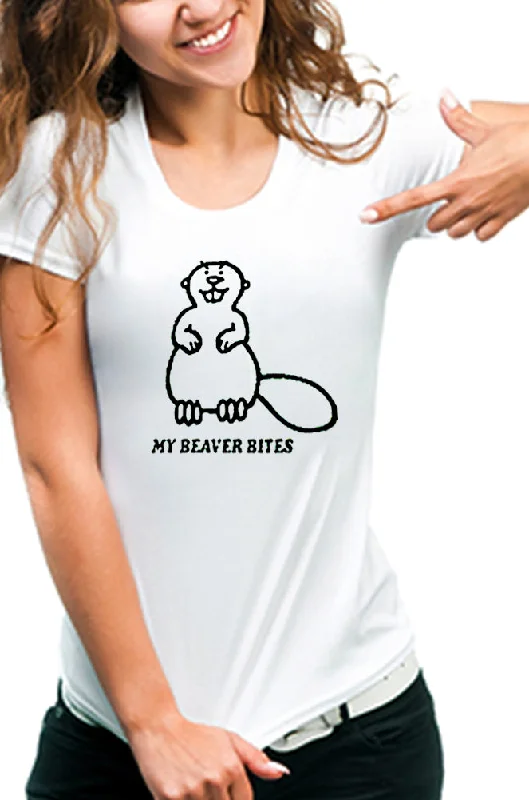 My Beaver Bites Girls T-Shirt Seamless Knitted Crochet
