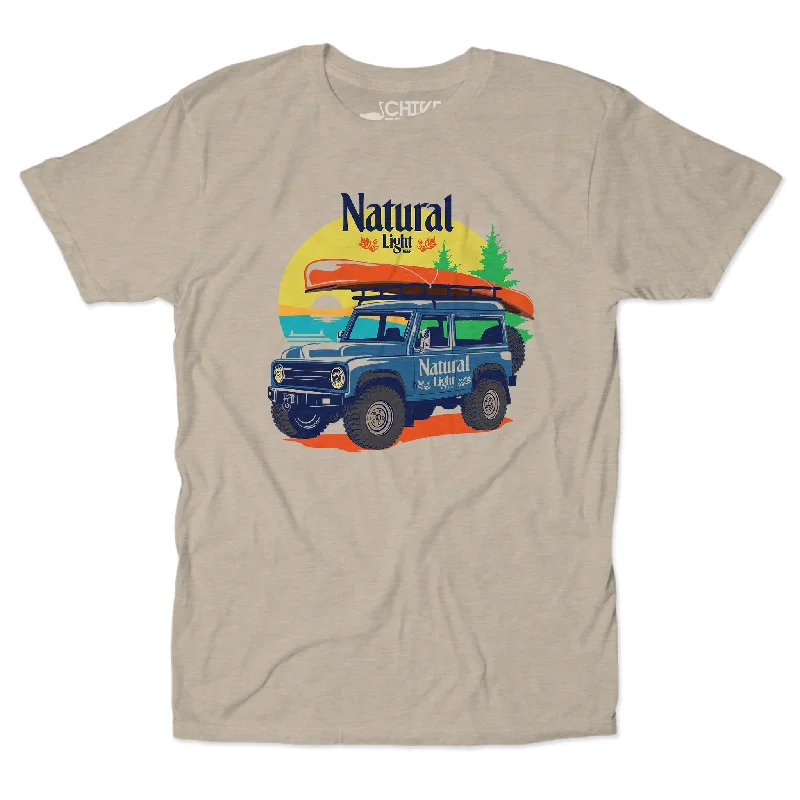 Natural Light Adventure Awaits Unisex Tee Sequined Glittery Shiny