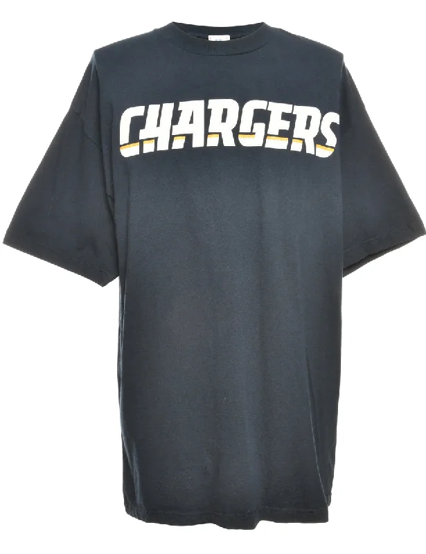 NFL Football Chargers Design T-Shirt - L Terry Blend Velvet Blend Canvas Blend