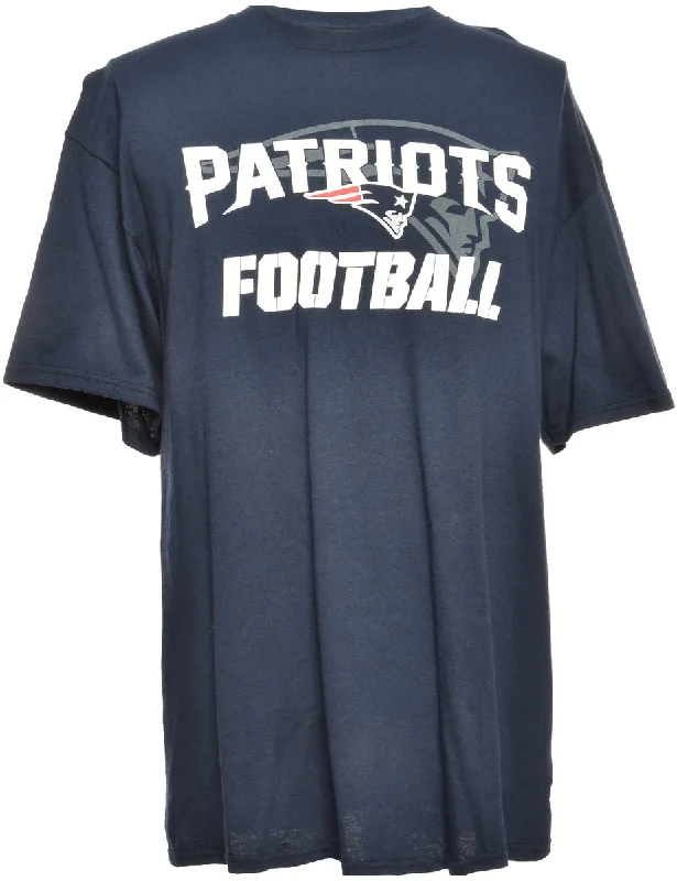 NFL Patriots Navy Sports T-shirt - L Jersey Fabric Tulle Fabric Batik Fabric