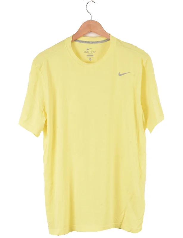 Nike Plain Light Yellow Dri-Fit T-shirt - XL Mesh Blend Leather Blend Suede Blend