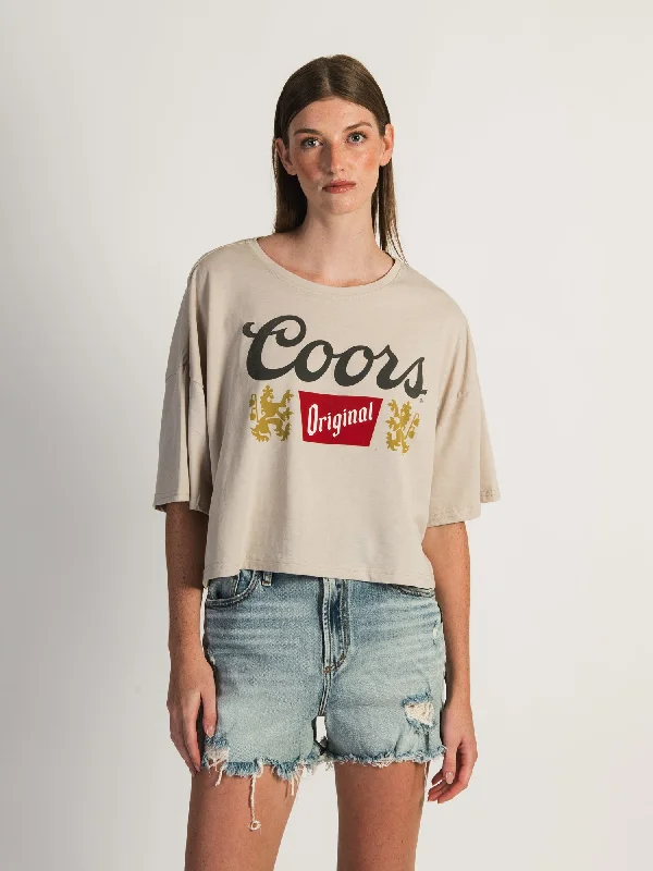 COORS BOXY CROP T-SHIRT Handmade Hand-knitted Hand-woven