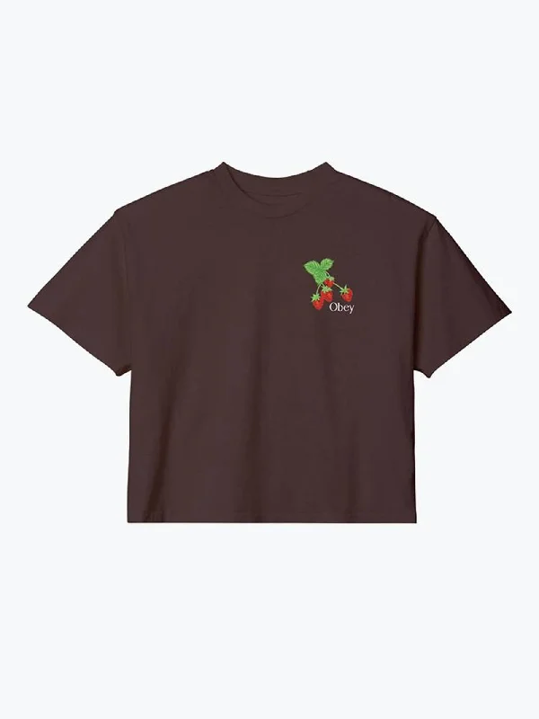 Strawberry Bunch Crop T-Shirt Embroidered Appliqued Beaded