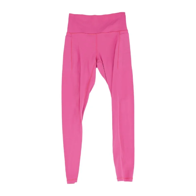 Pink Solid Leggings Trendy Side-Pocket Leggings