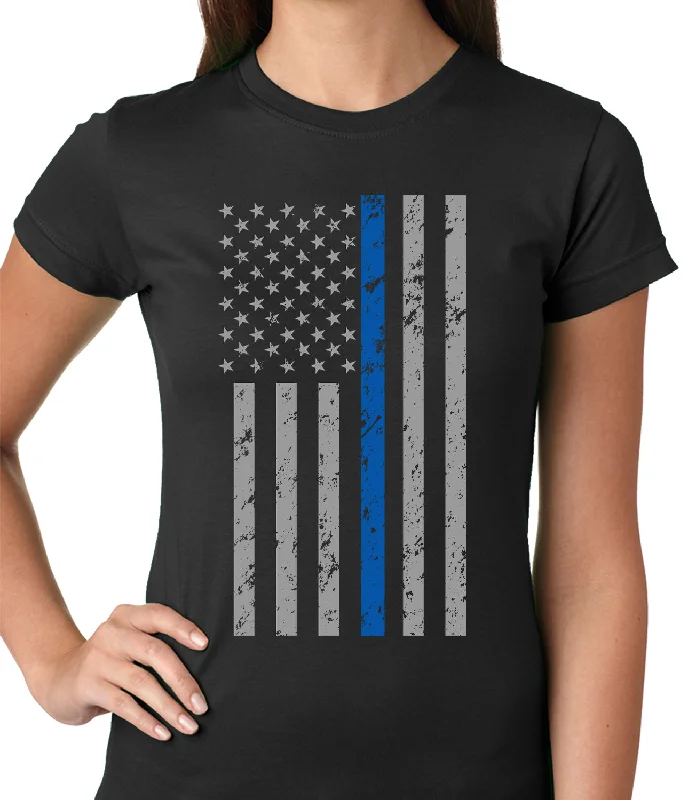 Police Thin Blue Line American Flag - Support Police Department Ladies T-shirt Terry Blend Velvet Blend Canvas Blend Police Thin Blue Line American Flag - Support Police Department Ladies T-shirt Terry Blend Velvet Blend Canvas Blend