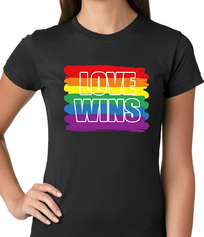 Rainbow Love Wins Gay Marriage Equality Ladies T-shirt Silk Blend Satin Velvet
