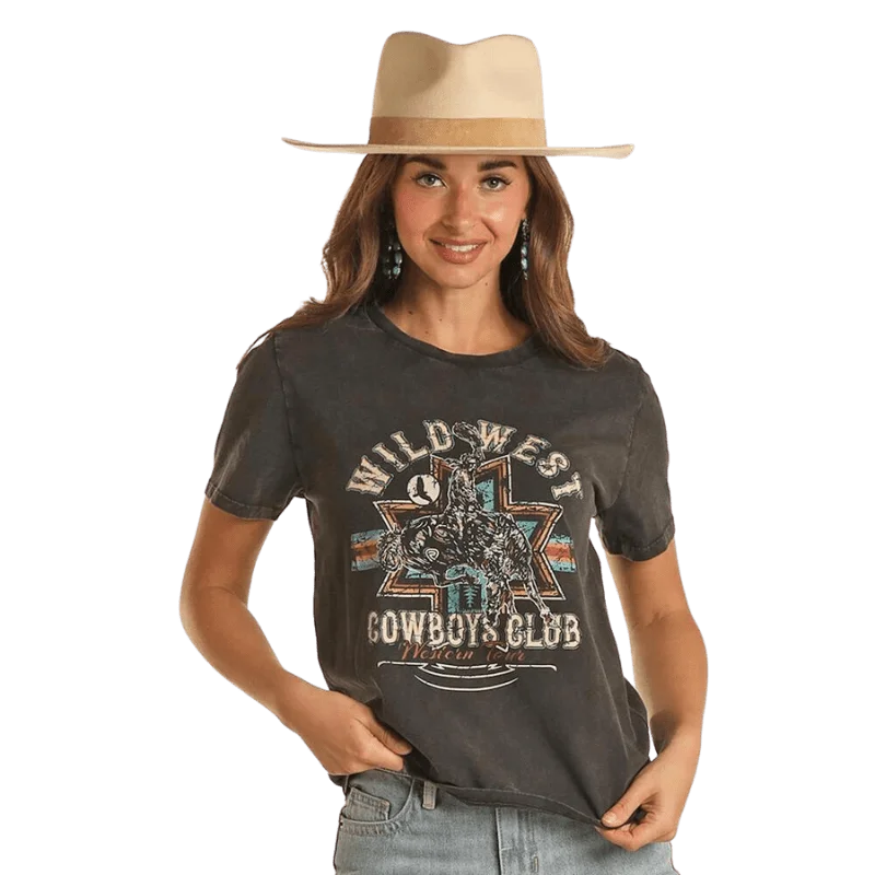 Rock & Roll Cowgirl Women's Wild West Short Sleeve Graphic T-Shirt BW21T02065 Anti-Pilling Machine Wash Handmade Rock & Roll Cowgirl Women's Wild West Short Sleeve Graphic T-Shirt BW21T02065 Anti-Pilling Machine Wash Handmade