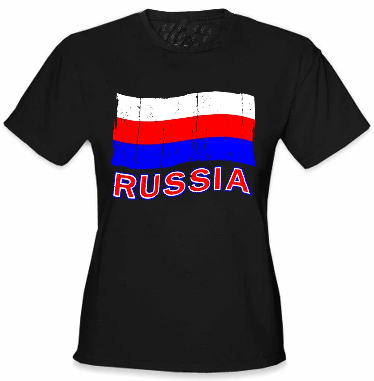 Russia Vintage Flag Girl's T-Shirt Oversized T-Shirt Spandex breathable