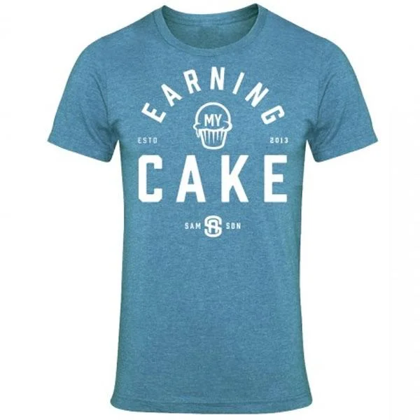 Samson Athletics Earning My Cake Tee - Steel Blue Front Pockets Side Pockets Patch Pockets