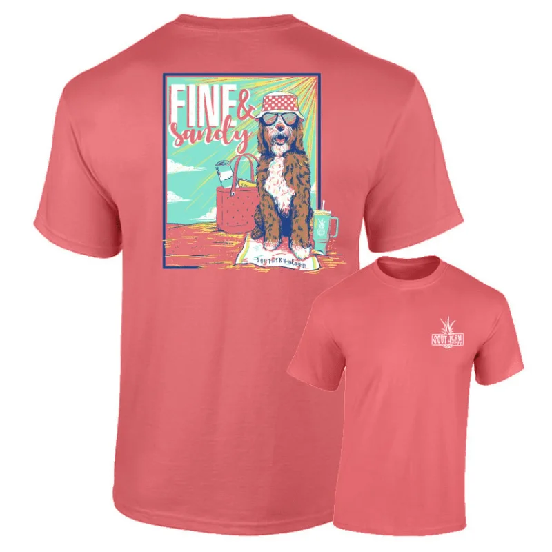 Southernology Women's Fine and Sandy Short Sleeve Graphic T-Shirt Zippered Front Buttoned Front Snap Front Southernology Women's Fine and Sandy Short Sleeve Graphic T-Shirt Zippered Front Buttoned Front Snap Front