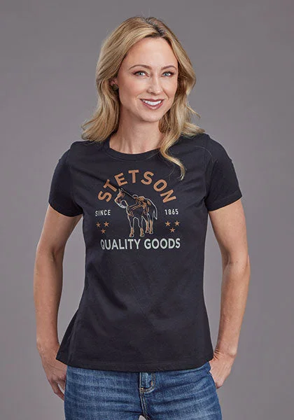 Stetson Women Quality Goods W/Horse Tee Plaid T-Shirt Polka Dot Checkered