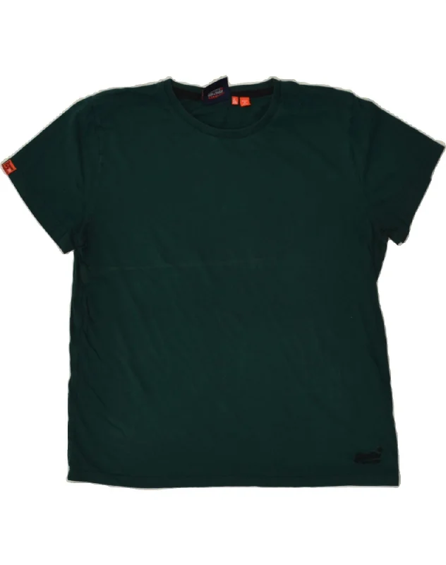 SUPERDRY Womens T-Shirt Top UK 20 2XL Green Cotton Anti-Shrink Durable Soft