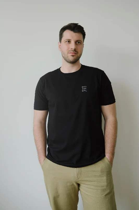t-shirt - zwei kafi bitte - black Collared T-Shirt Boat Neck A-Line