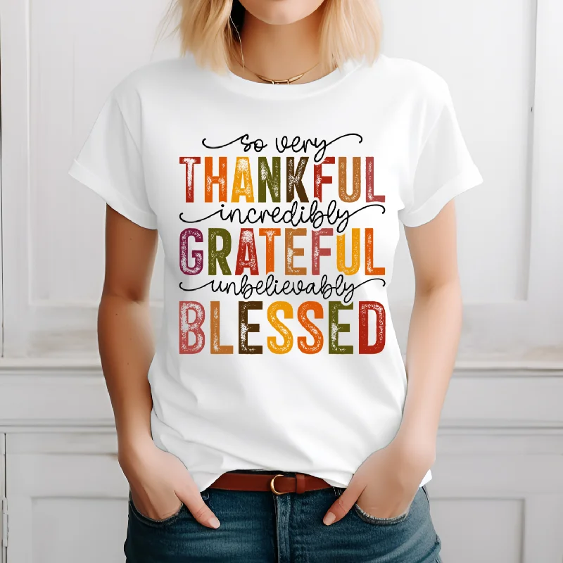 So Very Thankful Tee Thin T-Shirt Open Front Quick Dry