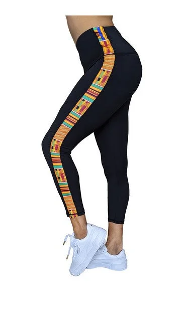 Washoge Accrah Women's High Waist Workout Kente Leggings Stylish Lightweight Leggings