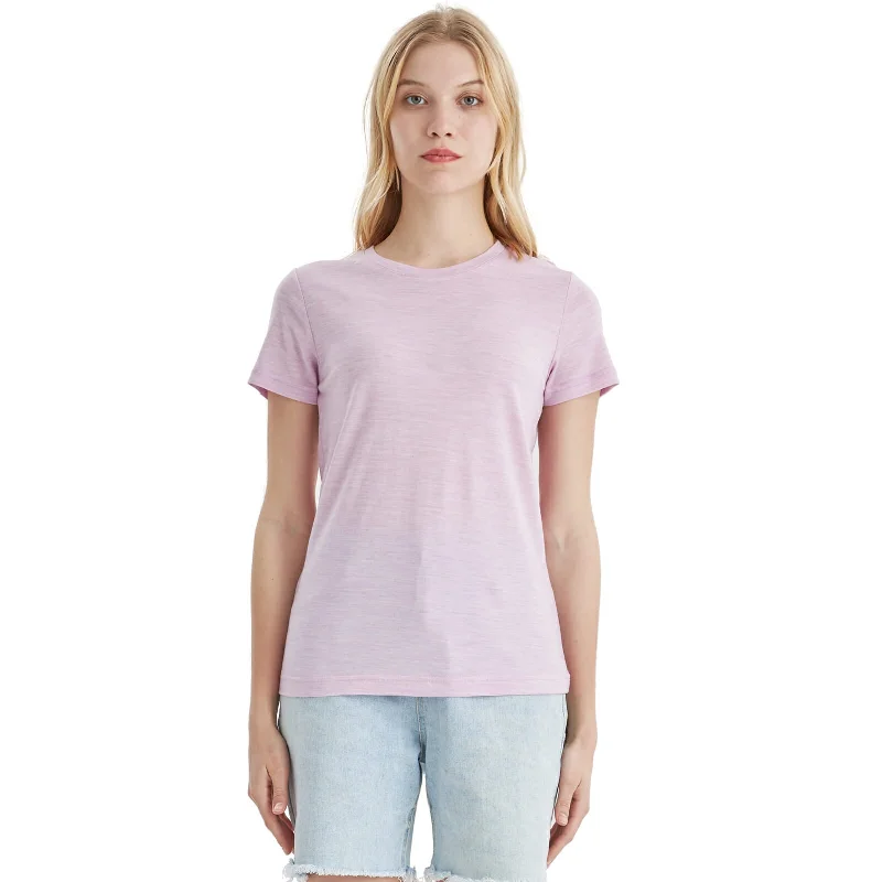 Women’s 100% Merino Wool T-Shirt Pink Heather MT02 Cotton Fabric Linen Fabric Terry Fabric