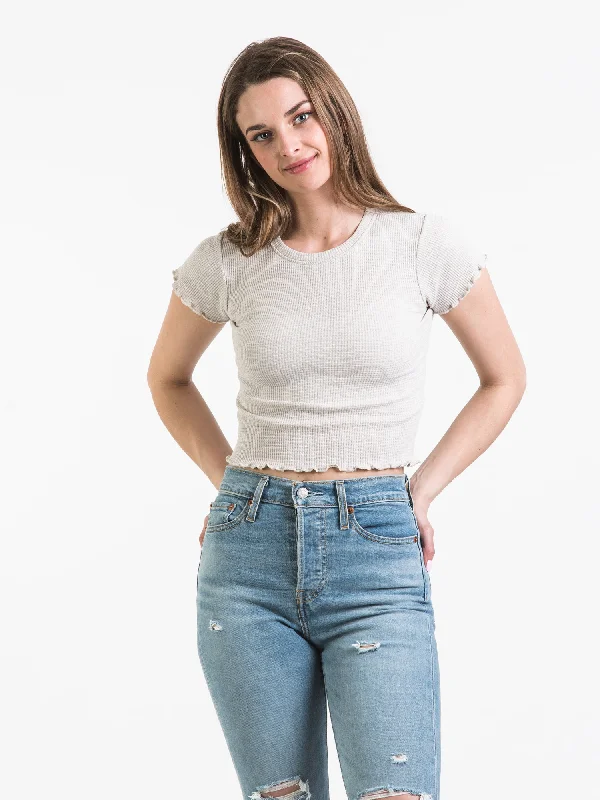 HARLOW ALLIE WAFFLE MELANGE TEE - CLEARANCE Welt Pockets Slit Pockets Flap Pockets
