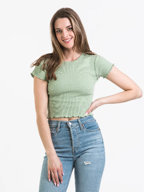 HARLOW ALLIE WAFFLE SOLID TEE - CLEARANCE Mesh Blend Leather Blend Suede Blend