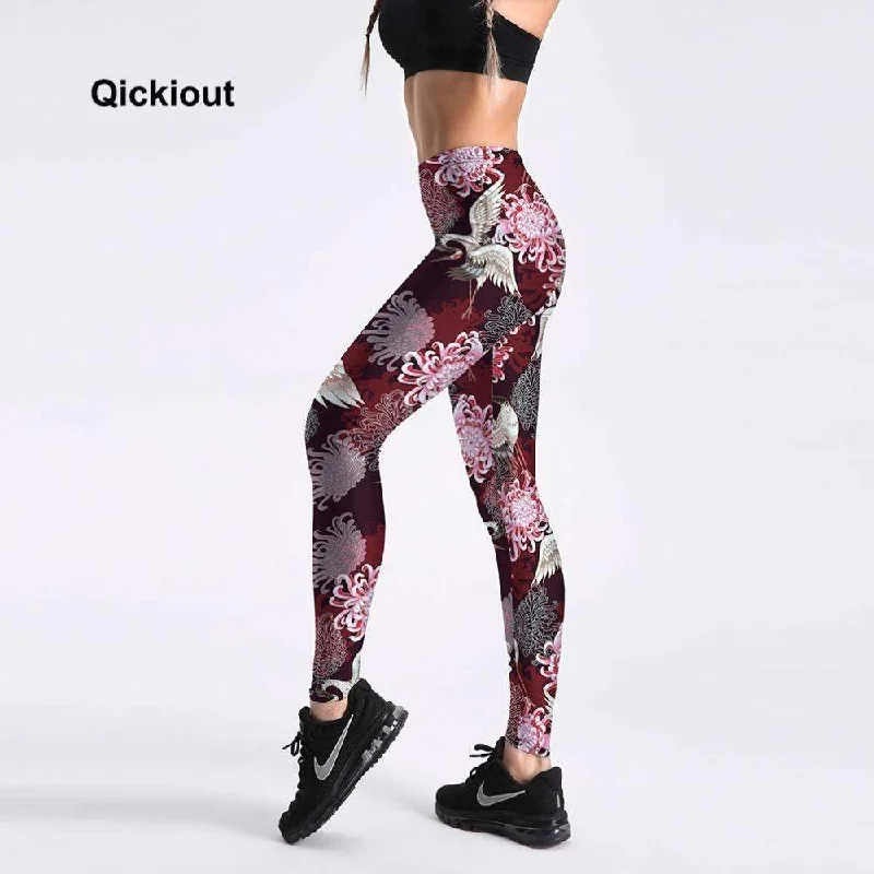 Women's Autumn Hot Daisy Swam Fitness Leggings Fashionable Lacy Detail Leggings