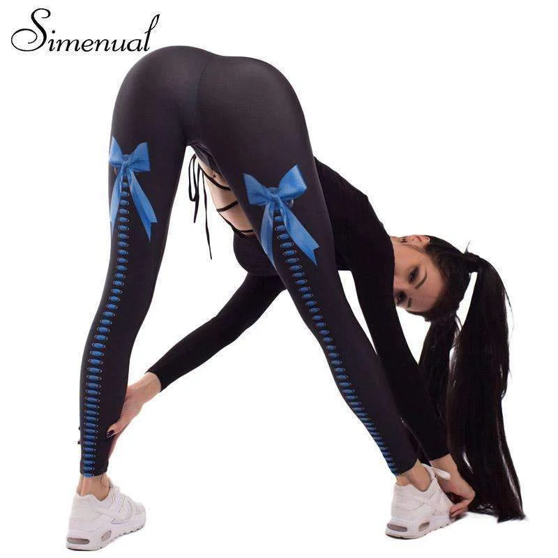 Women's Corset Bow Fitness Leggings Stylish Ankle-Length Leggings