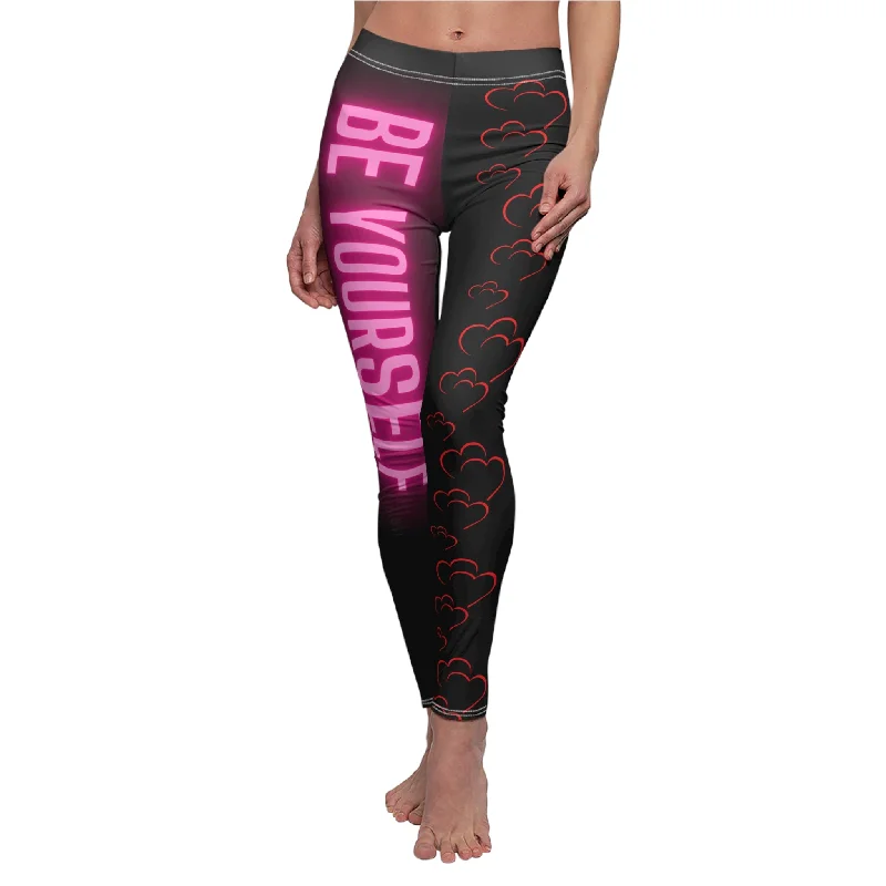 Women's Cut & Sew Casual Leggings, Motivational, Be yourself legging Trendy Seamless Sports Leggings