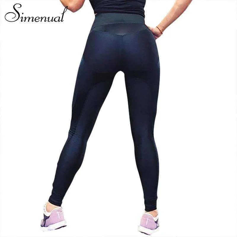 Women's Dark Blue Fitness Leggings Classic Solid Color Leggings