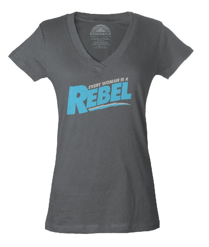 Women's Every Woman is a Rebel Vneck T-Shirt Cozy Warm Stylish