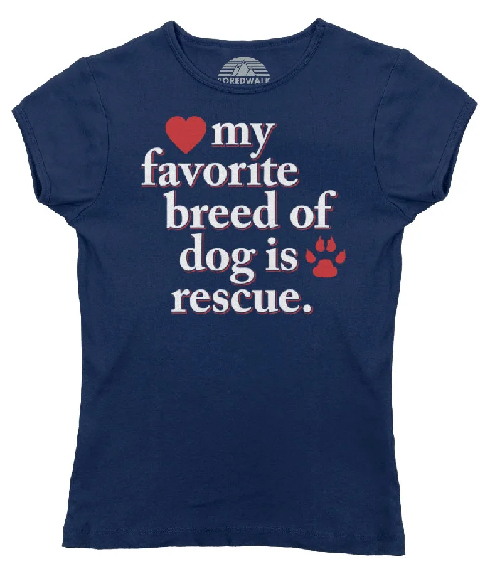 Women's My Favorite Breed Of Dog Is Rescue T-Shirt Basic T-Shirt Crew Neck Short Sleeve