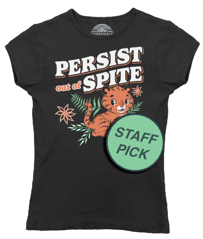 Women's Persist Out of Spite Tiger T-Shirt Fleece Fabric Down Fabric Feather Fabric