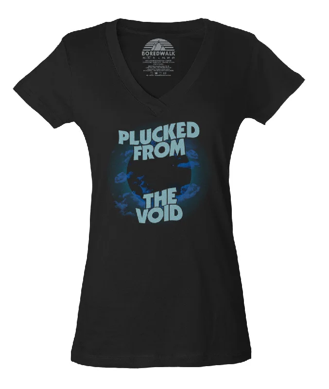 Women's Plucked From the Void Vneck T-Shirt Mesh Blend Leather Blend Suede Blend