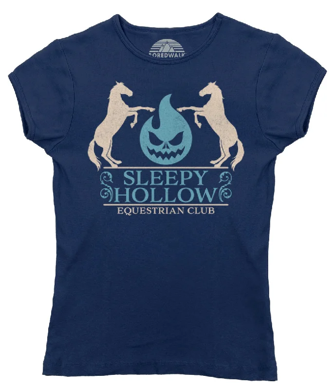 Women's Sleepy Hollow Equestrian Club T-Shirt Boxy Fit Fitted Loose