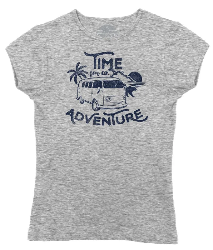 Women's Time For An Adventure T-Shirt Polka Dot Checkered Tartan