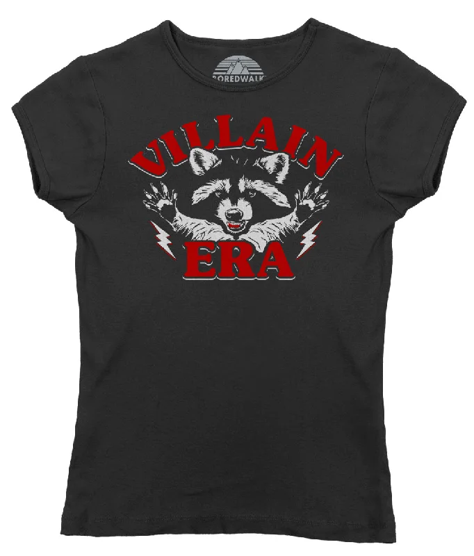 Women's Villain Era Raccoon T-Shirt Solid Print Embellished