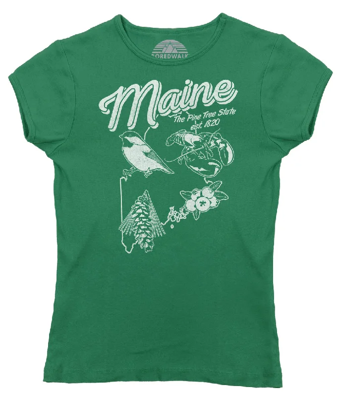 Women's Vintage Maine T-Shirt Silk Blend Satin Velvet